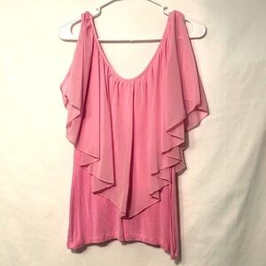 Joyce Leslie Pink T Shirt Lotus Deep V- Neck Chiffon Size S